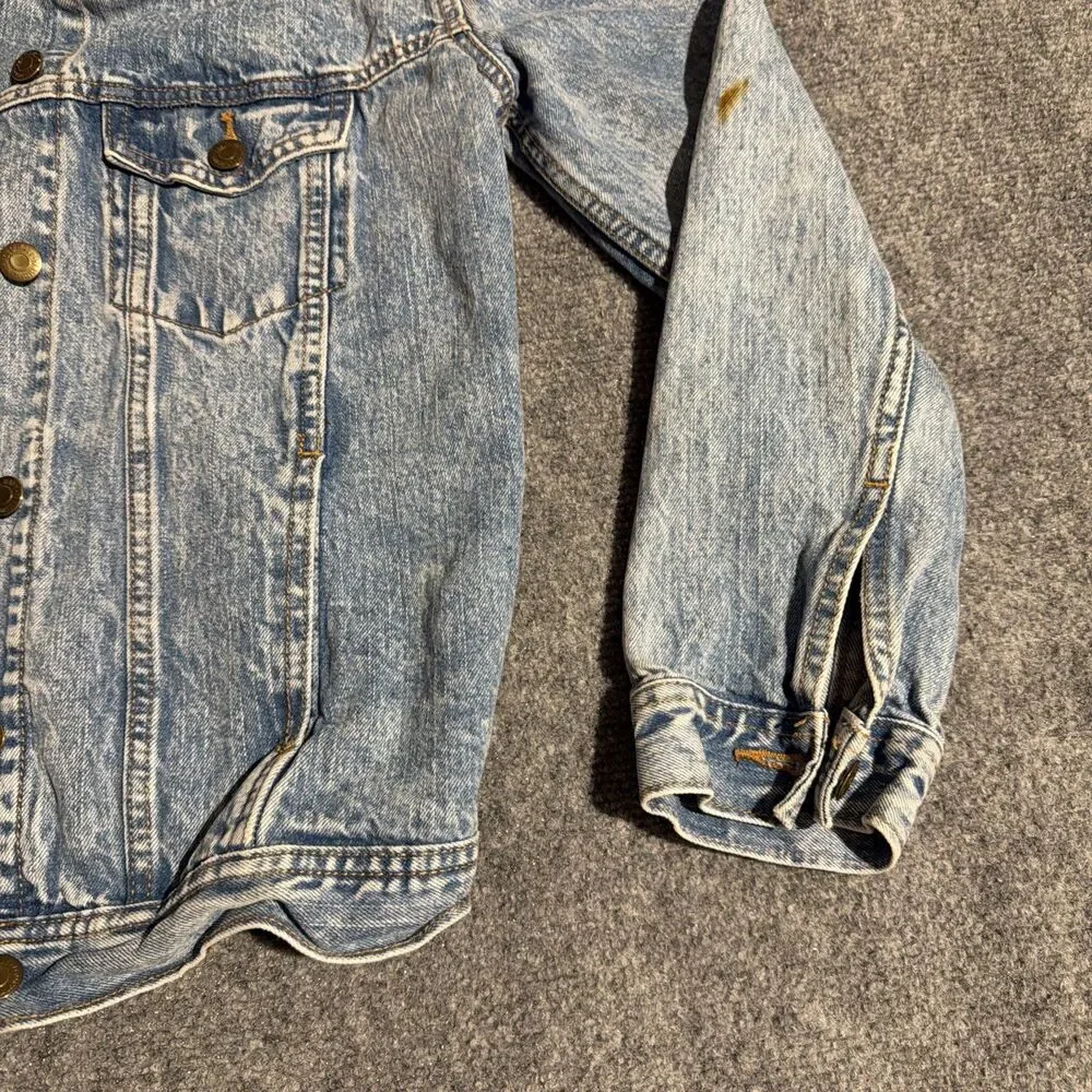 Old Navy Denim Jacket Womens Size Small Blue Boyfriend Button Front Pockets